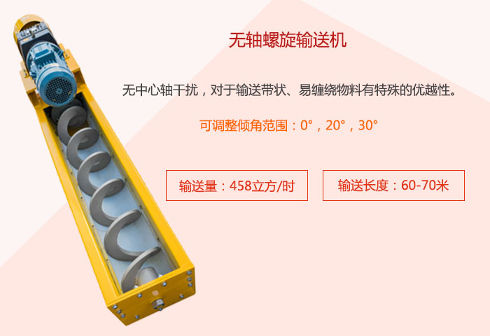 采用無(wú)軸設(shè)計(jì)，適合輸送粘性強(qiáng)、易堵塞的物料