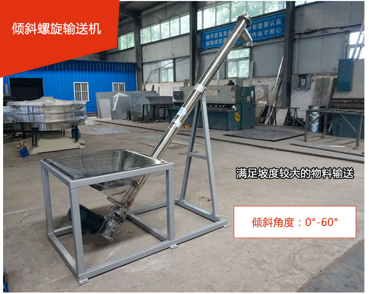 傾斜螺旋輸送機(jī)可用于60°范圍內(nèi)輸送散狀物料、不回流
